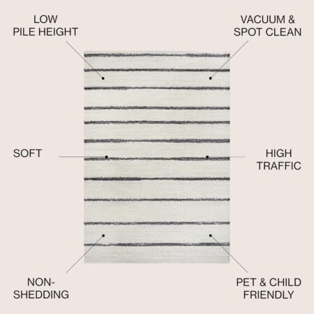 JONATHAN Y Williamsburg Minimalist Stripe Cream/Black Indoor Area Rug, 3x5, Contemporary, Modern, Easy-Cleaning for Living Room, Bedroom, Kitchen, Pet Friendly, Non-Shedding (MOH201D-3)