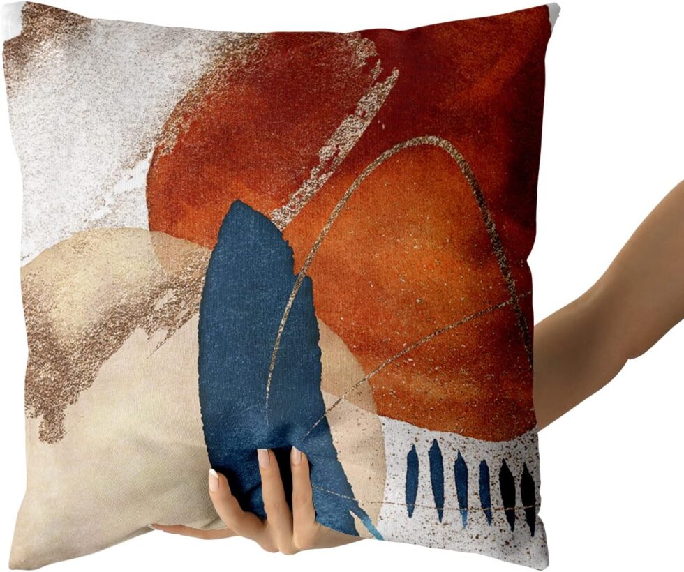Kawani Boho Mid Century Modern Pillow Covers 18X18 in Navy Blue Burnt Orange Abstract Pillow Cases Set of 2 Aesthetic Geometric Minimalist Throw Pillows Home Decor for Room Couch Sofa Patio Porch