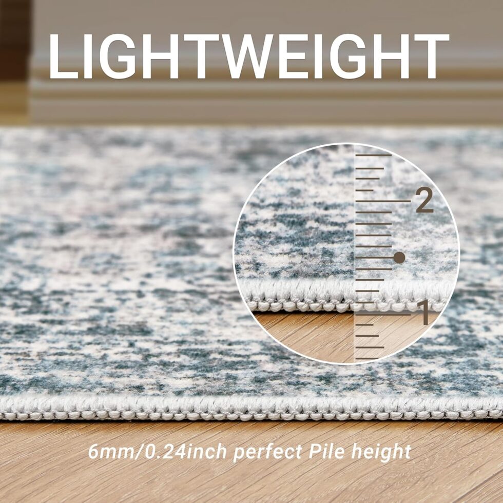 Living Room Area Rugs - 8x10 Abstract Large Soft Indoor Washable Rug Neutral Modern Low Pile Carpet for Bedroom Farmhouse Home Office,Blue Gray