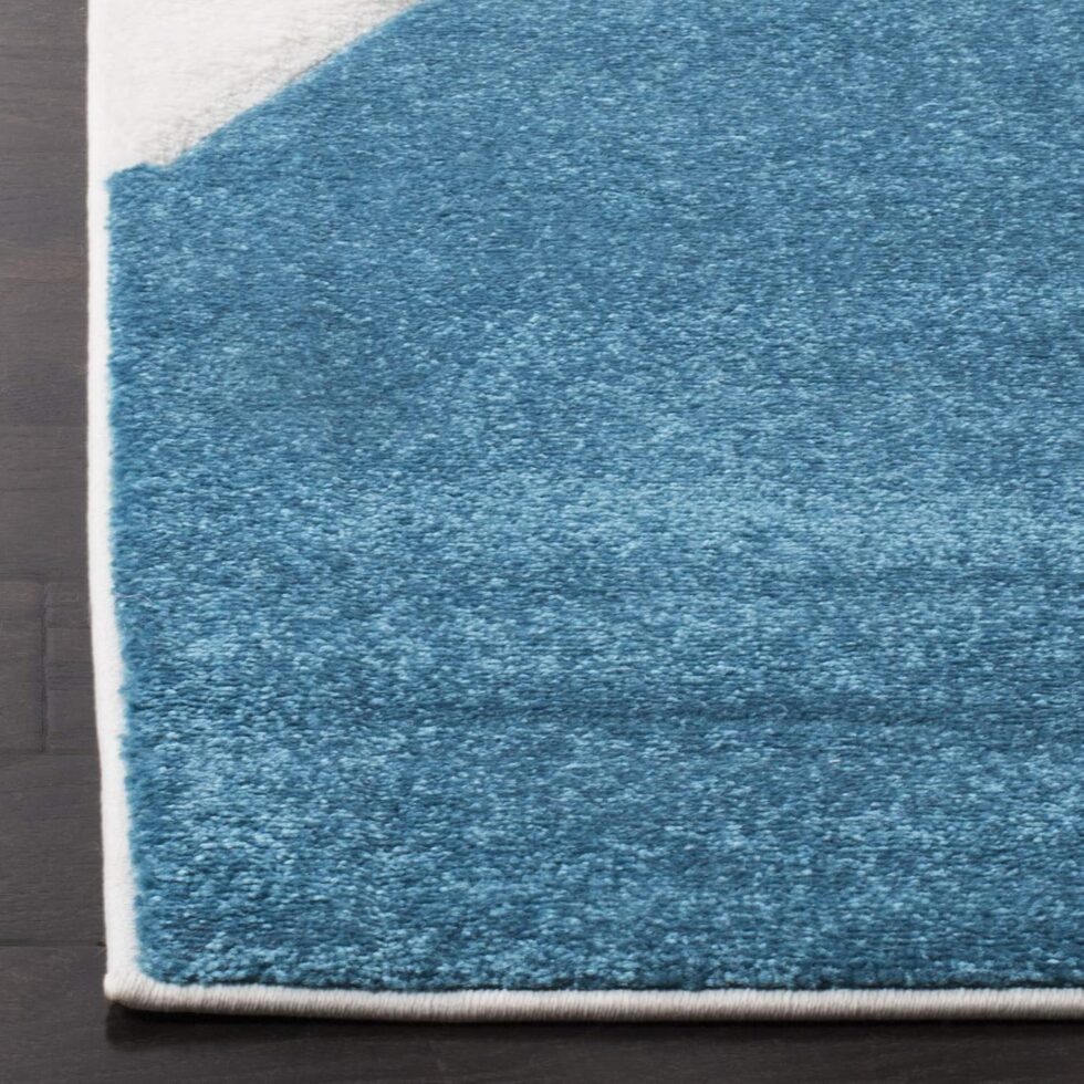 SAFAVIEH Hollywood Collection Accent Rug - 4' x 6', Peacock Blue & Fuchsia, Mid-Century Modern Design, Non-Shedding & Easy Care, Ideal for High Traffic Areas in Foyer, Living Room, Bedroom (HLW706C)