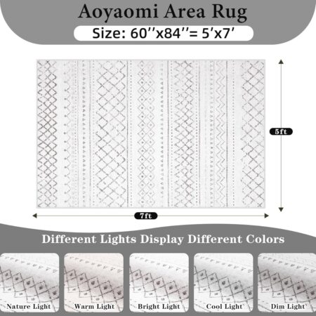 Area Rug Living Room Rugs 5x7 - Large Soft Boho Geometric Rugs, Non-Slip Foldable Washable Area Rug Non Shedding Morden Indoor Floor Carpet for Bedroom Office Dining Room (Dark Grey,5' x 7')