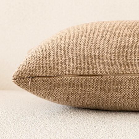 Foindtower Set of 2 Decorative Textured Burlap Linen Throw Pillow Covers Farmhouse Boho Cushion Cover Solid Accent Pillowcase for Couch Sofa Bed Living Room Home Decor,18×18 Inch,Khaki Camel