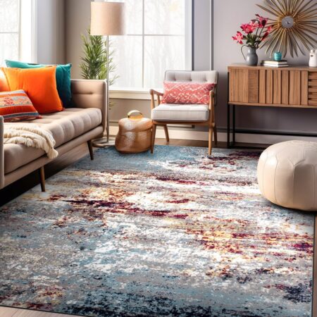 Rugshop Distressed Abstract Watercolor Area Rug 7'10" x 10' Multi