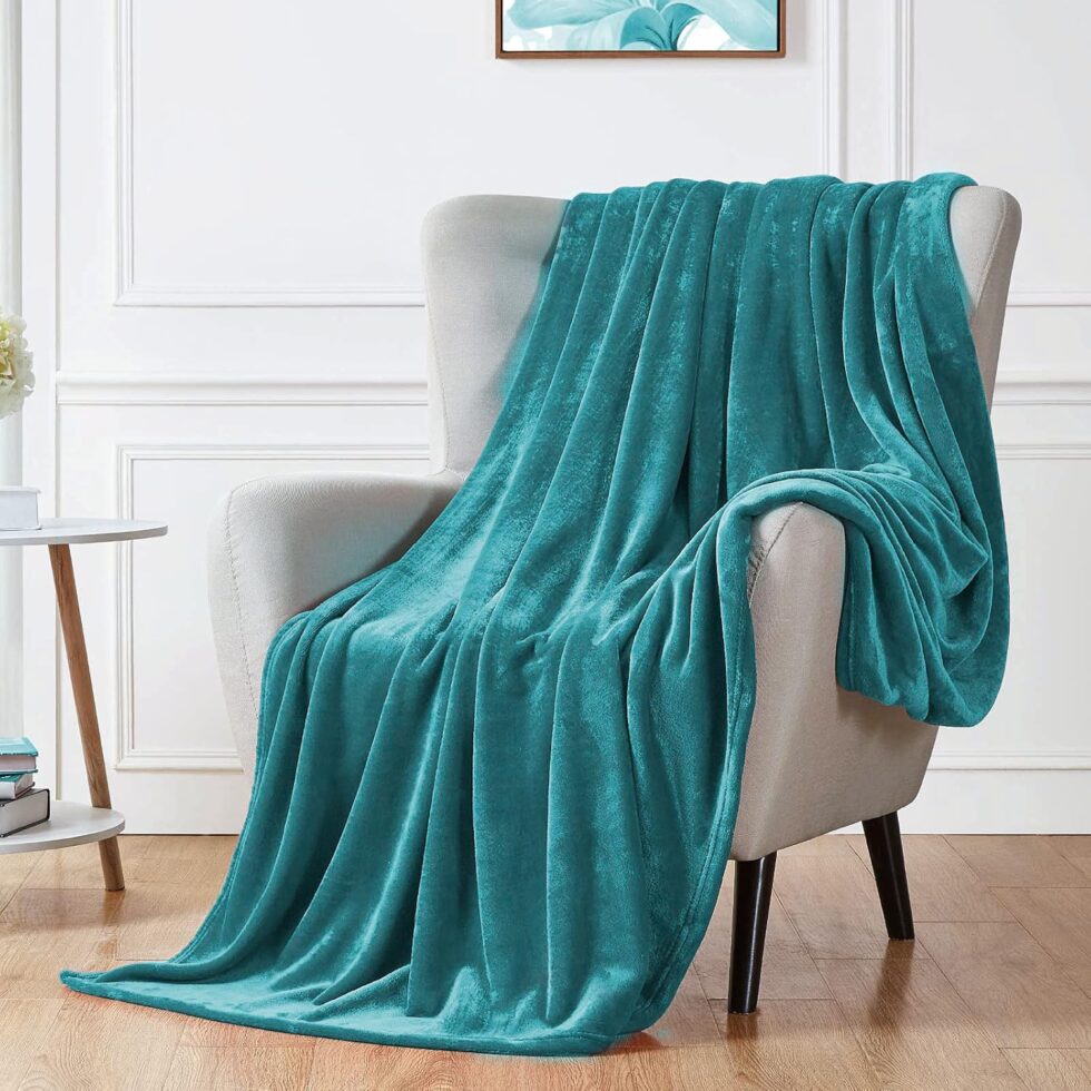 Walensee Fleece Blanket Plush Throw Fuzzy Lightweight (Queen Size 90x90 Teal) Super Soft Microfiber Flannel Blankets for Couch, Bed, Sofa Ultra Luxurious Warm and Cozy for All Seasons