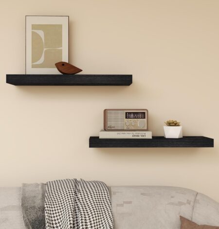 Vervida Floating Shelves for Wall 2 Set of 24 W x 5.8" D for Kitchen, Living Room,Bathroom,Office,Bedroom Storage Shelves for Home Decor with Invisible Brackets Black Shelves for Wall Storage