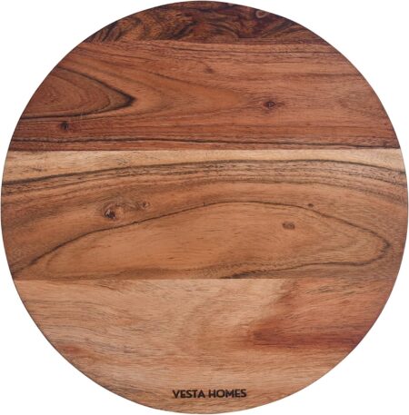 Wooden Round Cutting Board/Chopping, Serving Board, Platter for Vegetables, Fruits, Cheese, Pizza and Charcuterie | Natural Acacia Wood | 11.5*11.5 Inches | Handcrafted in India