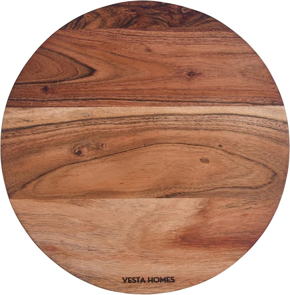 Wooden Round Cutting Board/Chopping, Serving Board, Platter for Vegetables, Fruits, Cheese, Pizza and Charcuterie | Natural Acacia Wood | 11.5*11.5 Inches | Handcrafted in India