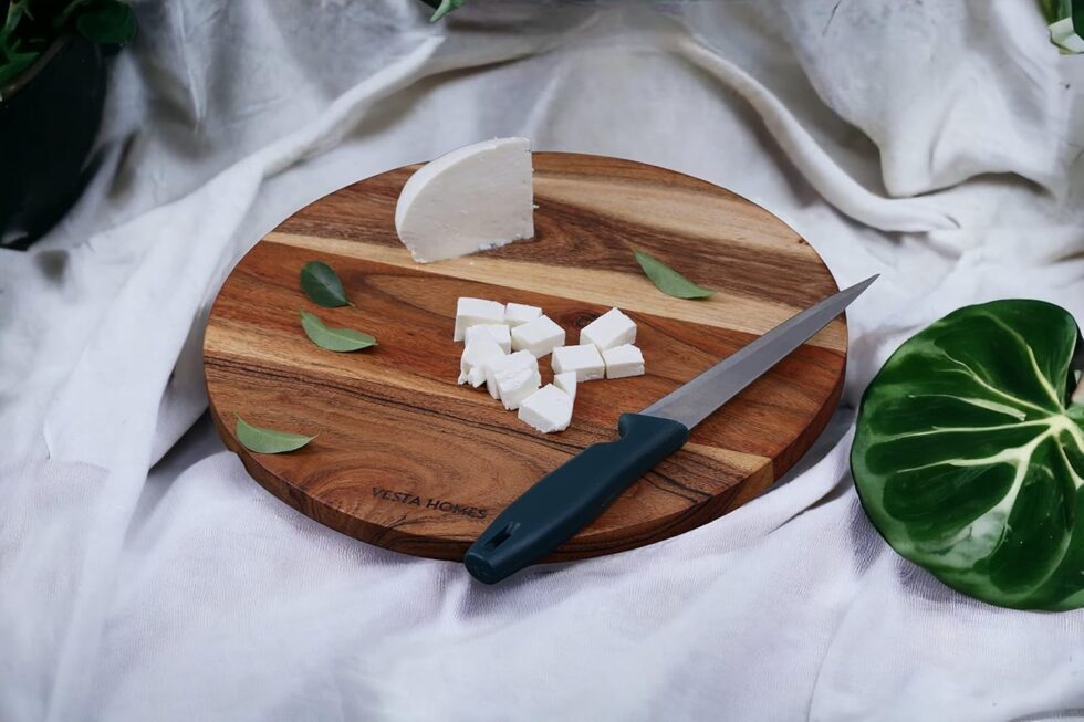 Wooden Round Cutting Board/Chopping, Serving Board, Platter for Vegetables, Fruits, Cheese, Pizza and Charcuterie | Natural Acacia Wood | 11.5*11.5 Inches | Handcrafted in India
