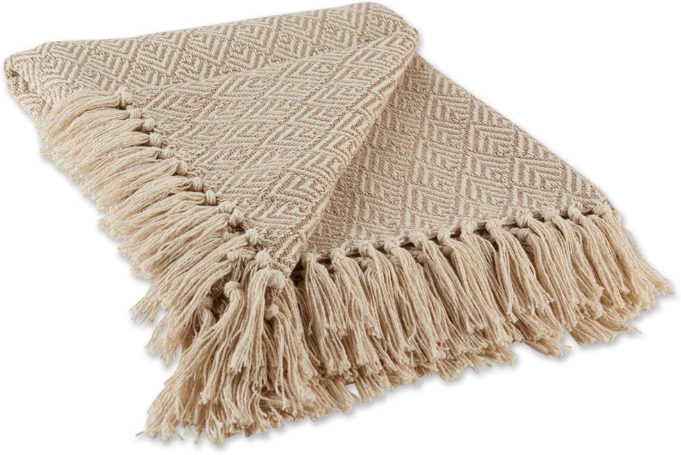 DII Diamond Throw Collection Cotton Woven, 50x60, Stone