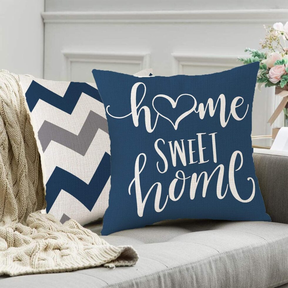 Hexagram Blue Pillow Covers 18x18 Set of 4, Geometric Throw Pillow Covers - Decorative Couch Pillow Cover for Sofa, Cushion Case Outdoor Home Decoration