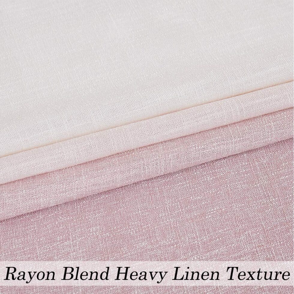 Central Park Ombre Rayon Blend Heavy Linen Texture Window Curtain Panel 6 Grommets Top Gradient Cream White to Pink Dust Rose Window Drapes Treatment for Living Room/Bedroom, Set of 2, 40" x 95" Each