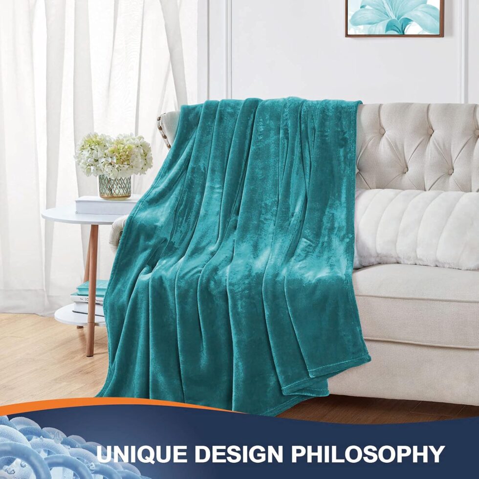 Walensee Fleece Blanket Plush Throw Fuzzy Lightweight (Queen Size 90x90 Teal) Super Soft Microfiber Flannel Blankets for Couch, Bed, Sofa Ultra Luxurious Warm and Cozy for All Seasons