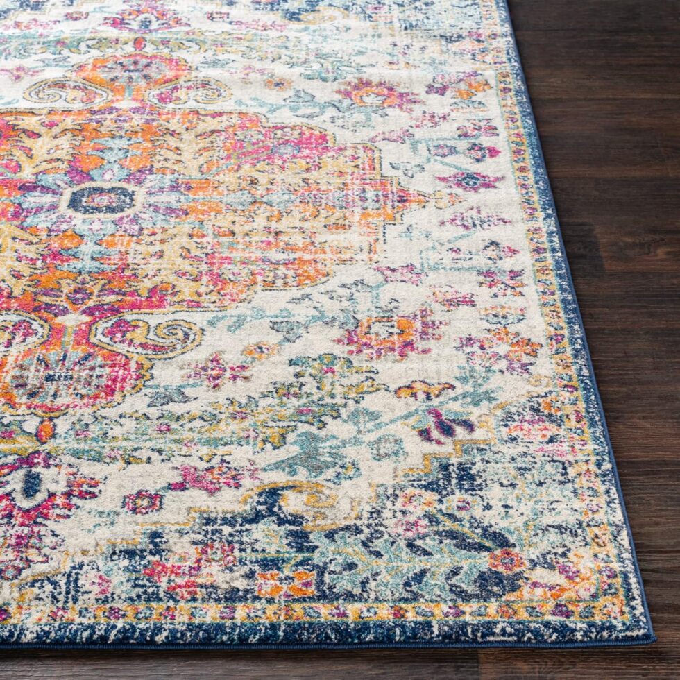 Livabliss Odelia Vintage Bohemian Area Rug,5'3" x 7'3",Orange/Navy