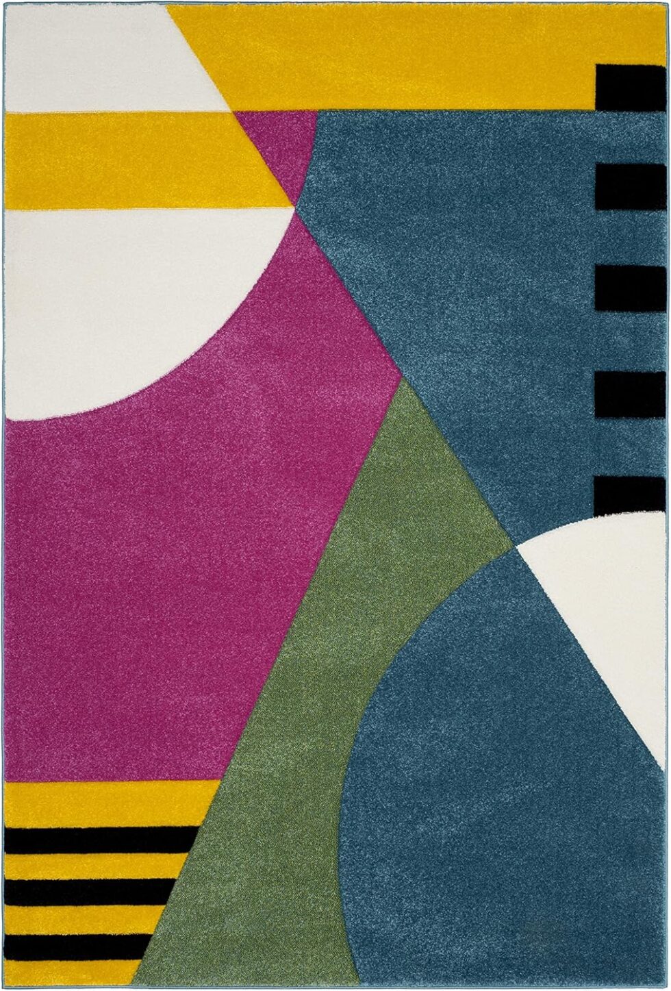 SAFAVIEH Hollywood Collection Accent Rug - 4' x 6', Peacock Blue & Fuchsia, Mid-Century Modern Design, Non-Shedding & Easy Care, Ideal for High Traffic Areas in Foyer, Living Room, Bedroom (HLW706C)