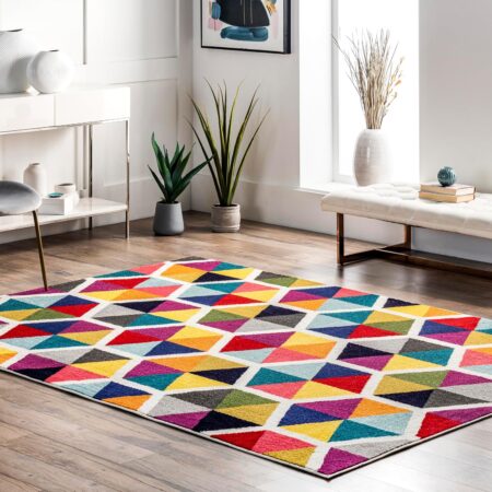 nuLOOM Maris Geometric 4x6 Area Rug for Living Room Bedroom Dining Room Nursery Kitchen, Multicolor/Ivory