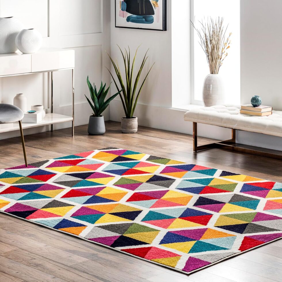 nuLOOM Maris Geometric 4x6 Area Rug for Living Room Bedroom Dining Room Nursery Kitchen, Multicolor/Ivory