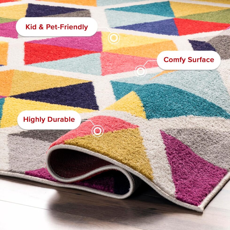 nuLOOM Maris Geometric 4x6 Area Rug for Living Room Bedroom Dining Room Nursery Kitchen, Multicolor/Ivory