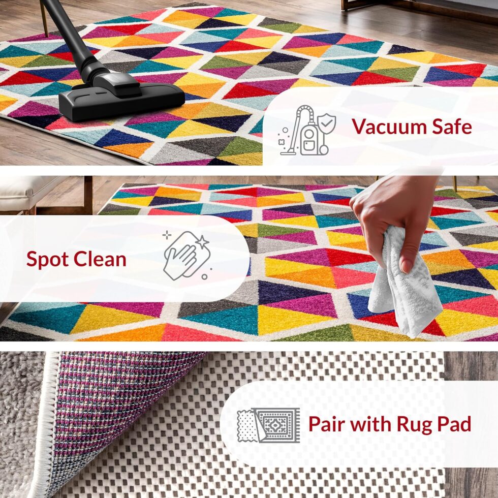 nuLOOM Maris Geometric 4x6 Area Rug for Living Room Bedroom Dining Room Nursery Kitchen, Multicolor/Ivory