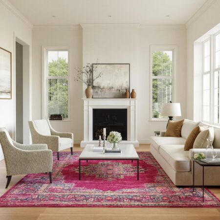 Nourison Passion Fuchsia 8' x 10' Area-Rug, Boho, Traditional, Easy-Cleaning, Non Shedding, Bed Room, Living Room, Hallway (8x10)