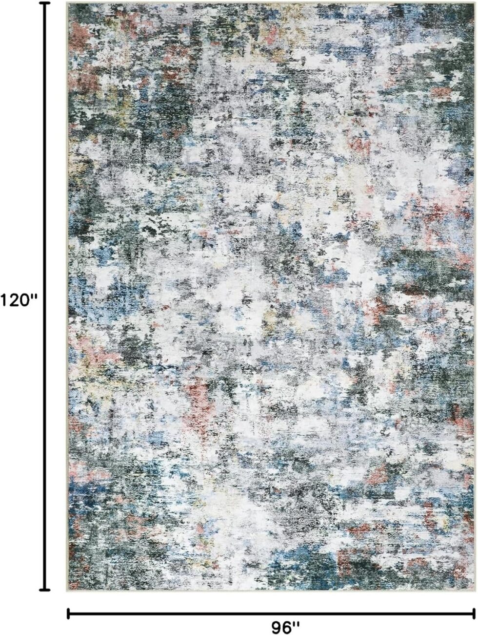 8x10 Washable Area Rug - Modern Abstract Distressed Vintage Carpet with Non-Slip Backing, Stain Resistant & Non-Shedding for Living Room Bedroom, Dining Table, Home Office(Multi-Color, 8'x10')