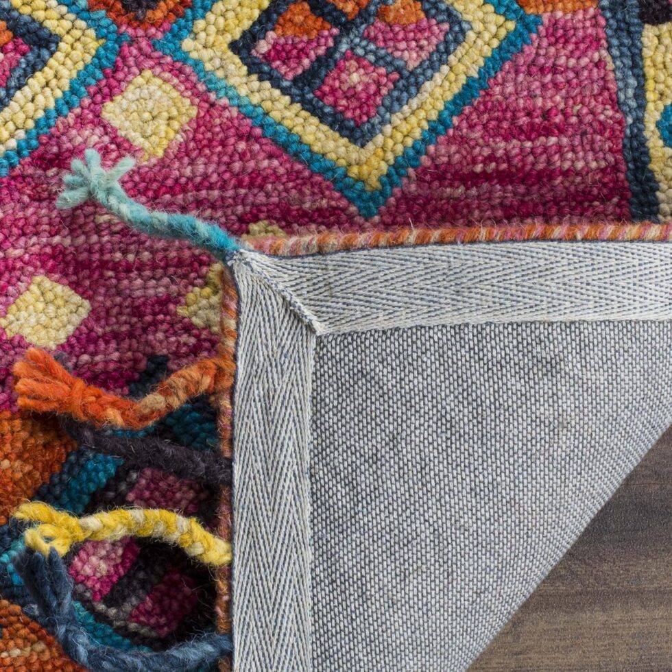 SAFAVIEH Aspen Collection Area Rug - 9' x 12', Orange & Fuchsia, Handmade Boho Braided Tassel Wool, Ideal for High Traffic Areas in Living Room, Bedroom (APN138A)