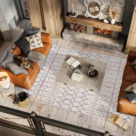 JONATHAN Y Boho Vintage Diamond Ivory/Multi Indoor Area Rug 8X10 ft, Moroccan Hype for Living Room, Bedroom, Kitchen, Office, Easy-Cleaning, High Traffic, Pet-Friendly, Non-Shedding (MOH101E-8)