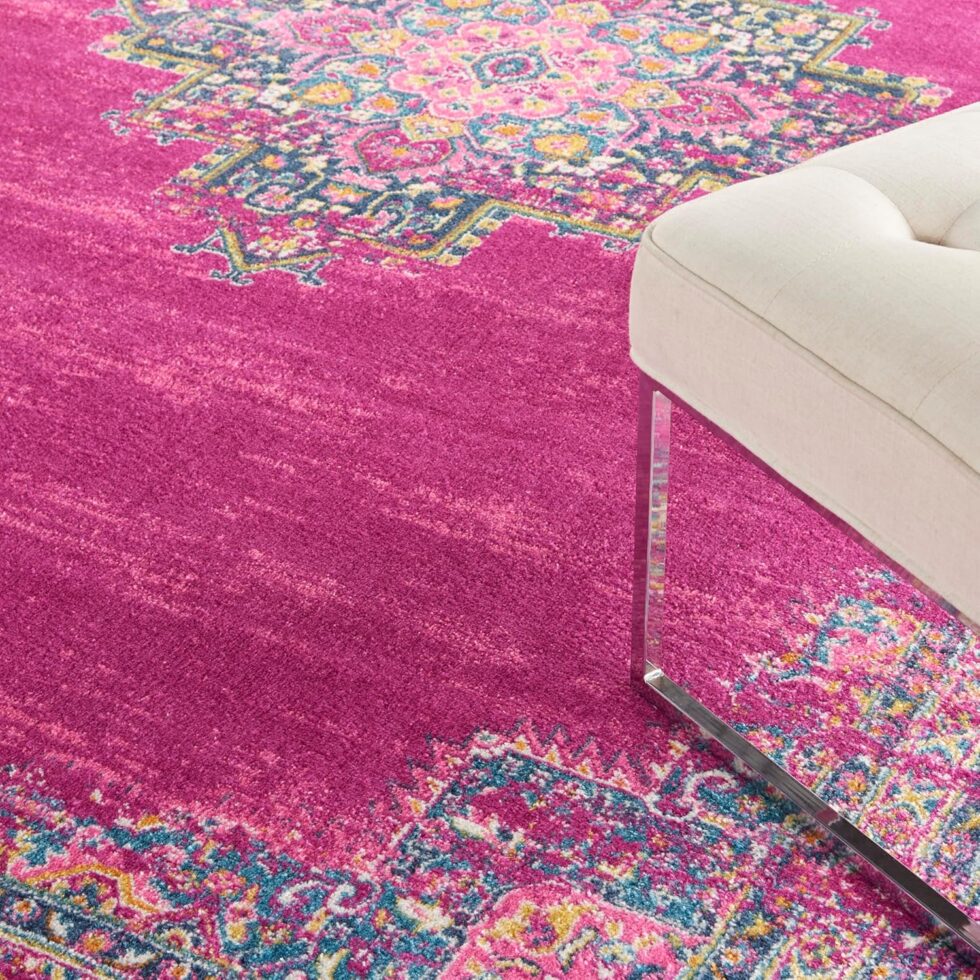Nourison Passion Fuchsia 8' x 10' Area-Rug, Boho, Traditional, Easy-Cleaning, Non Shedding, Bed Room, Living Room, Hallway (8x10)