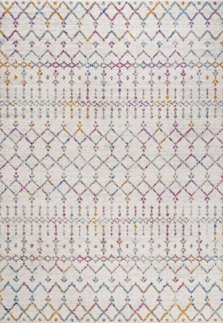 JONATHAN Y Boho Vintage Diamond Ivory/Multi Indoor Area Rug 8X10 ft, Moroccan Hype for Living Room, Bedroom, Kitchen, Office, Easy-Cleaning, High Traffic, Pet-Friendly, Non-Shedding (MOH101E-8)