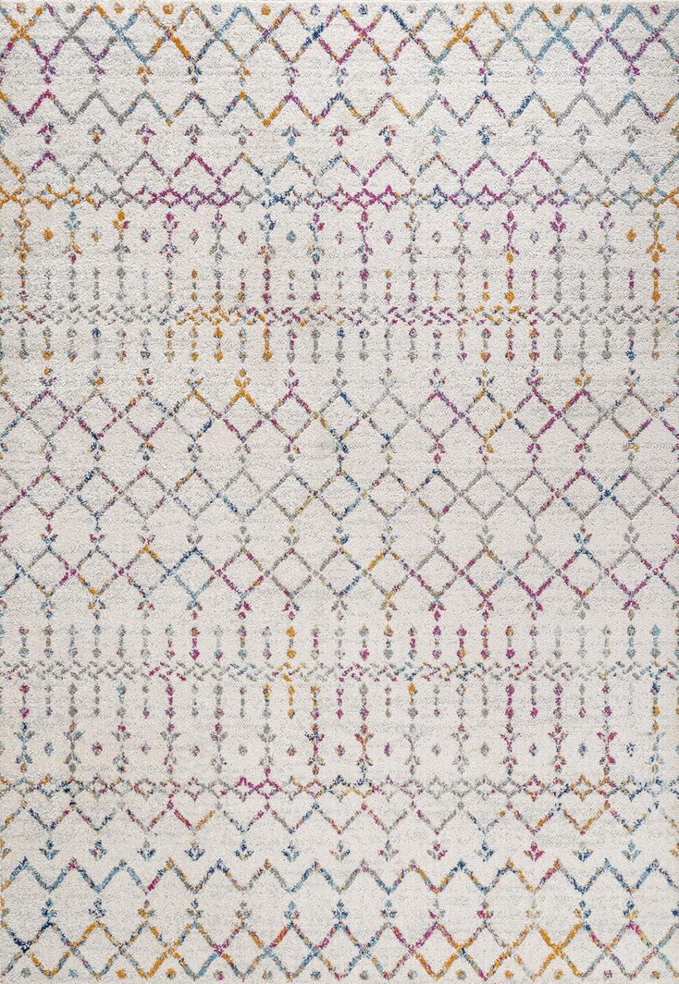 JONATHAN Y Boho Vintage Diamond Ivory/Multi Indoor Area Rug 8X10 ft, Moroccan Hype for Living Room, Bedroom, Kitchen, Office, Easy-Cleaning, High Traffic, Pet-Friendly, Non-Shedding (MOH101E-8)