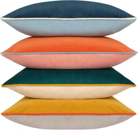 Btyrle Velvet Throw Pillow Covers 18x18 Inch Set of 4 Decorative Velour Pillowcases Modern Double-Colored Cushion Covers for Sofa Couch, Cold
