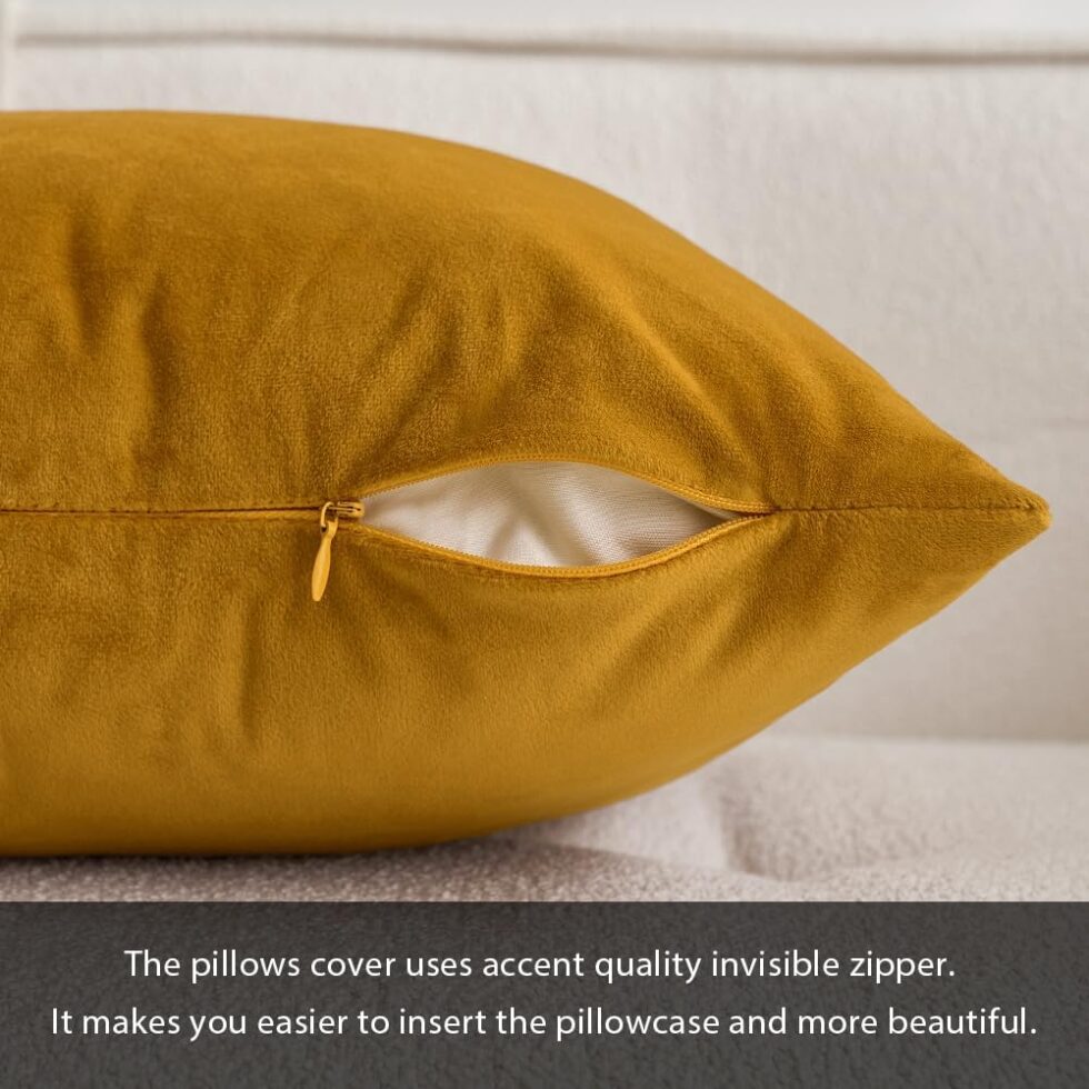 MIULEE Velvet Pillow Cover Soft Luxury Decorative Throw Pillow Cover Single Rectangle Cushion Case for Couch Sofa Bedroom Car Decor,12x20 Inch Mustard Yellow