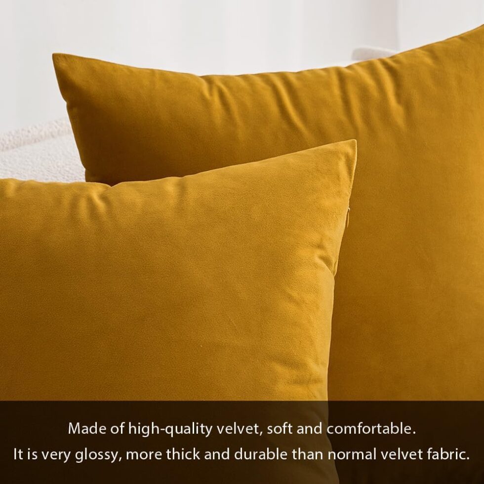 MIULEE Velvet Pillow Cover Soft Luxury Decorative Throw Pillow Cover Single Rectangle Cushion Case for Couch Sofa Bedroom Car Decor,12x20 Inch Mustard Yellow