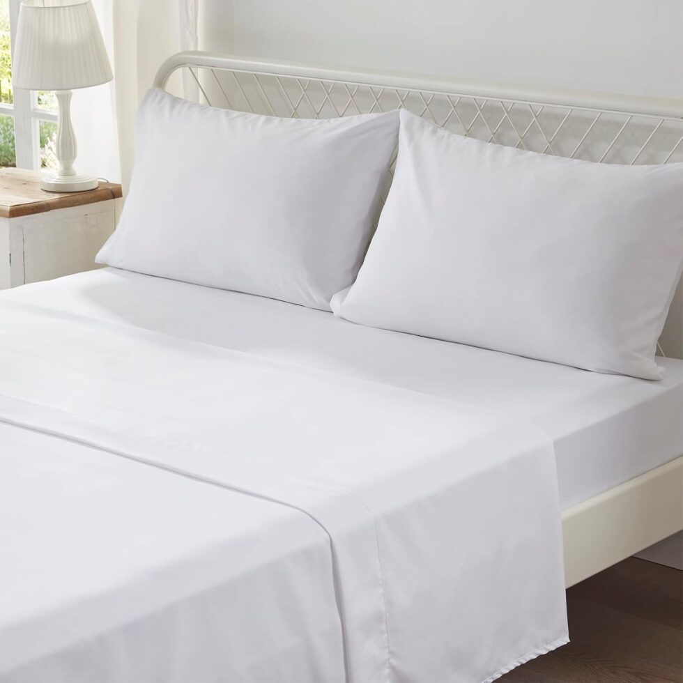 Anluoer King Bed in a Bag 7 Pieces, White Tufted Comforter Set with Comforters, Pillow Shams, Pillowcases, Flat Sheet, Fitted Sheet - All Season Bedding