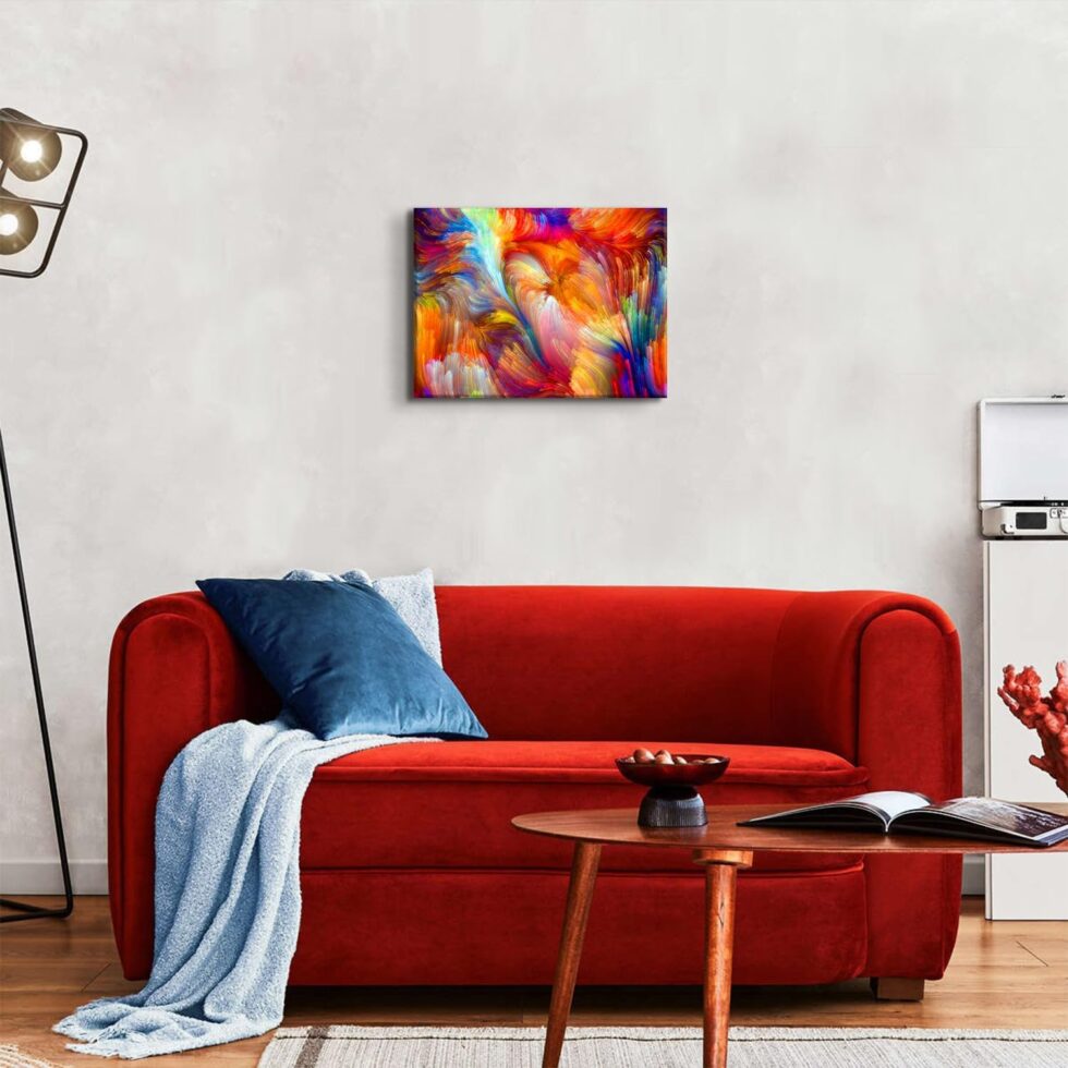 Colorful Abstract Wall Art for Living Room Rainbow Wall Decor Abstract Splash Colors Picture Canvas Prints Painting Aesthetic Poster Modern Farmhouse Artwork Bedroom Office Home Decorations 12x16”