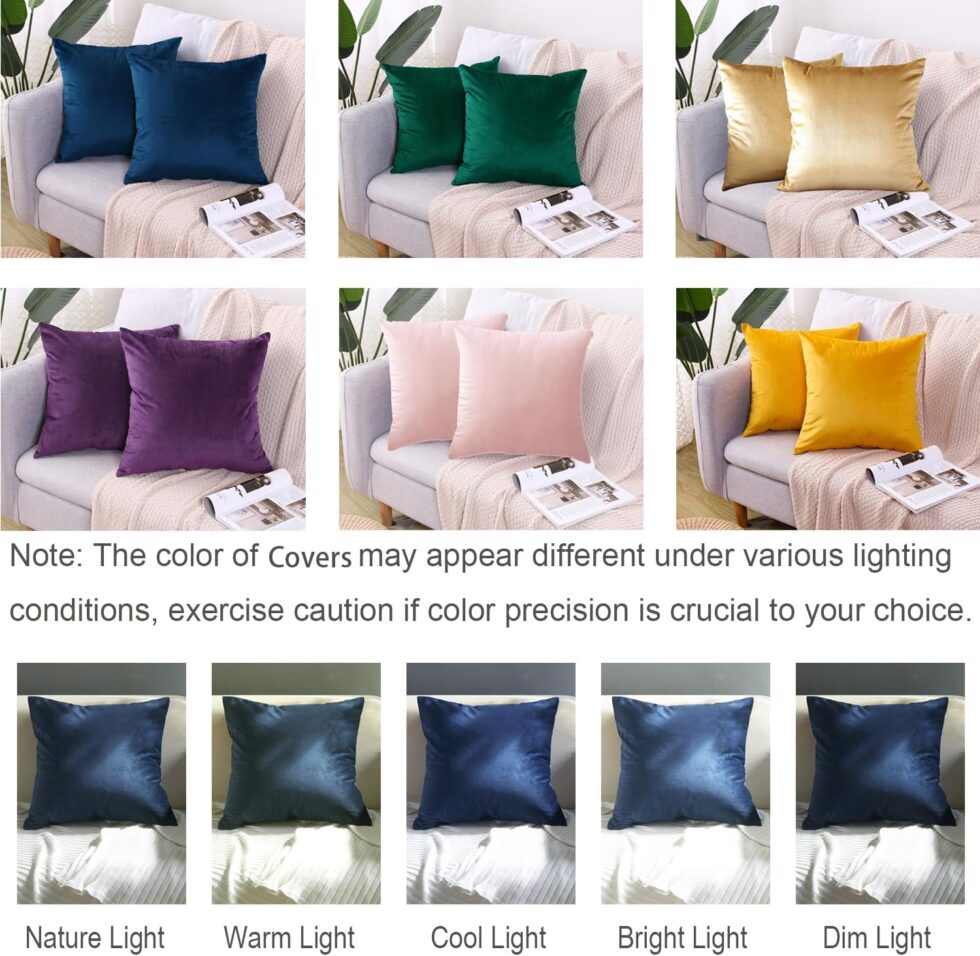 2 Pack Soft Velvet Couch Throw Pillow Covers 18x18 Inch for Sofa Living Room Bedroom (Pink)