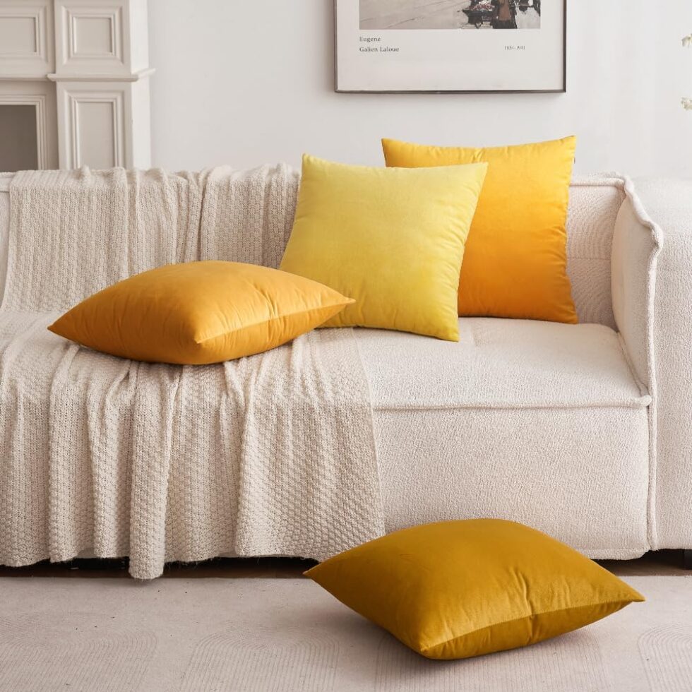 MIULEE Velvet Pillow Cover Soft Luxury Decorative Throw Pillow Cover Single Rectangle Cushion Case for Couch Sofa Bedroom Car Decor,12x20 Inch Mustard Yellow