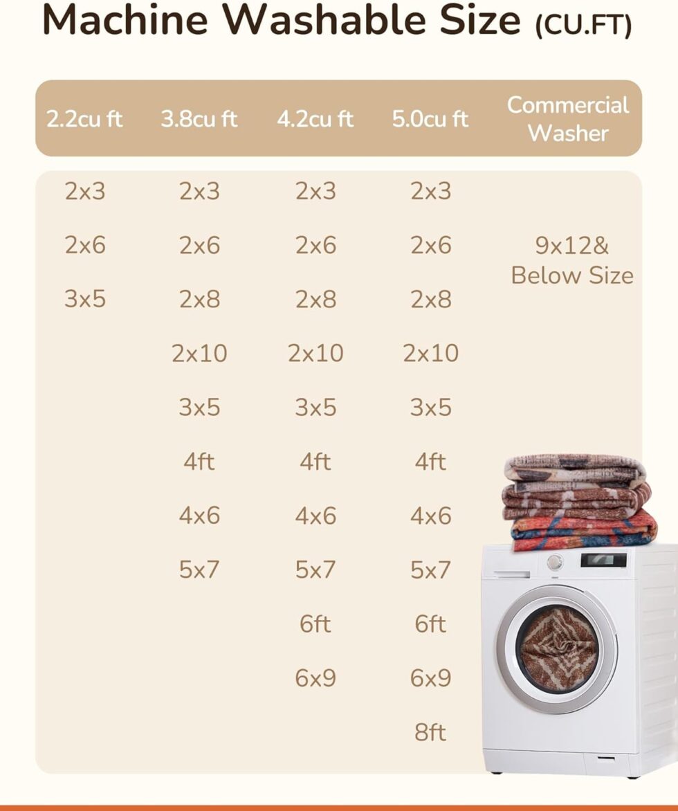 Area Rug 8x10 Rug Machine Washable Non-Slip Low Pile Print Pattern Western Rug for Living Room Bedroom Entryway Tribal Series -Yellowbrown/Cream