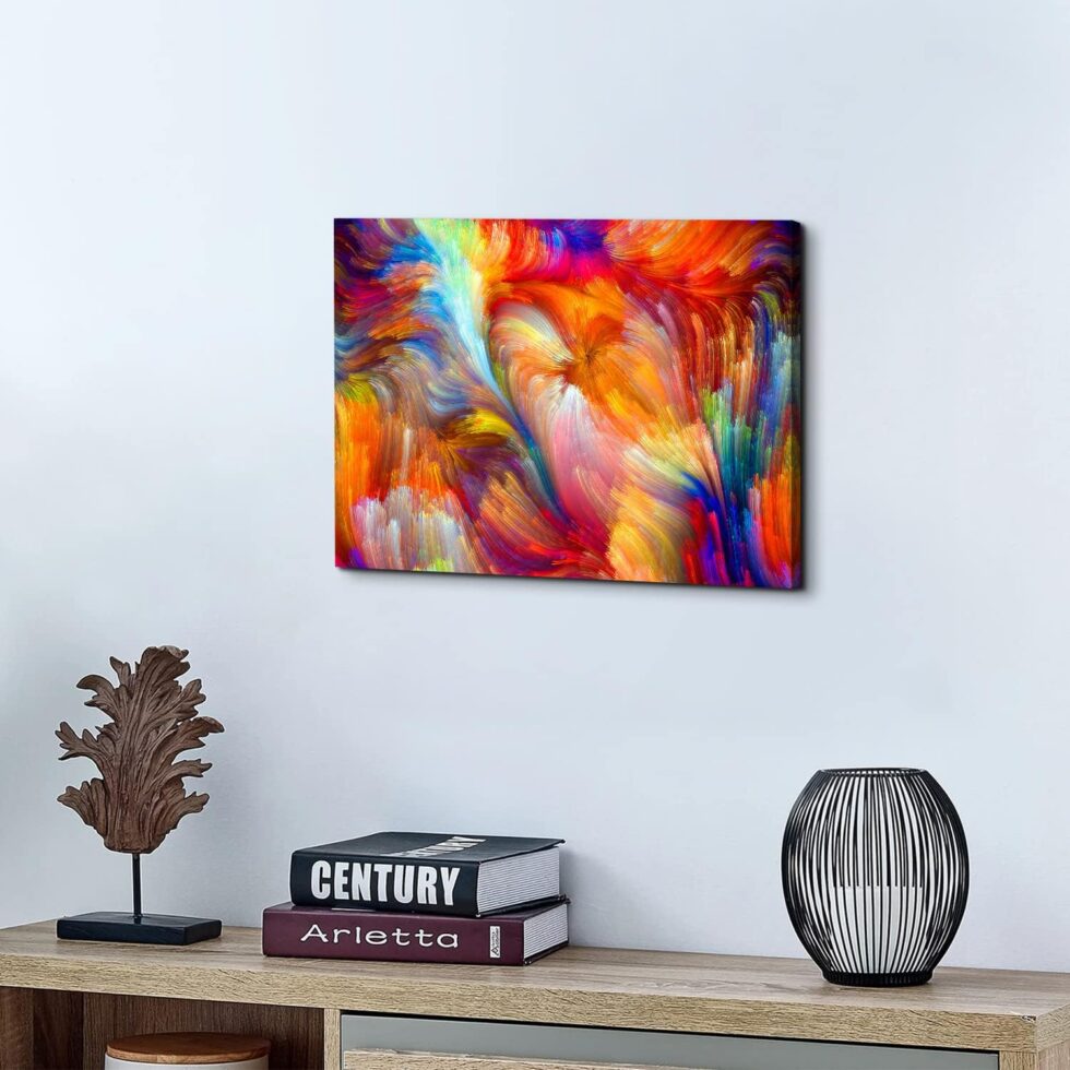 Colorful Abstract Wall Art for Living Room Rainbow Wall Decor Abstract Splash Colors Picture Canvas Prints Painting Aesthetic Poster Modern Farmhouse Artwork Bedroom Office Home Decorations 12x16”
