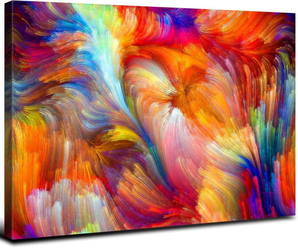Colorful Abstract Wall Art for Living Room Rainbow Wall Decor Abstract Splash Colors Picture Canvas Prints Painting Aesthetic Poster Modern Farmhouse Artwork Bedroom Office Home Decorations 12x16”
