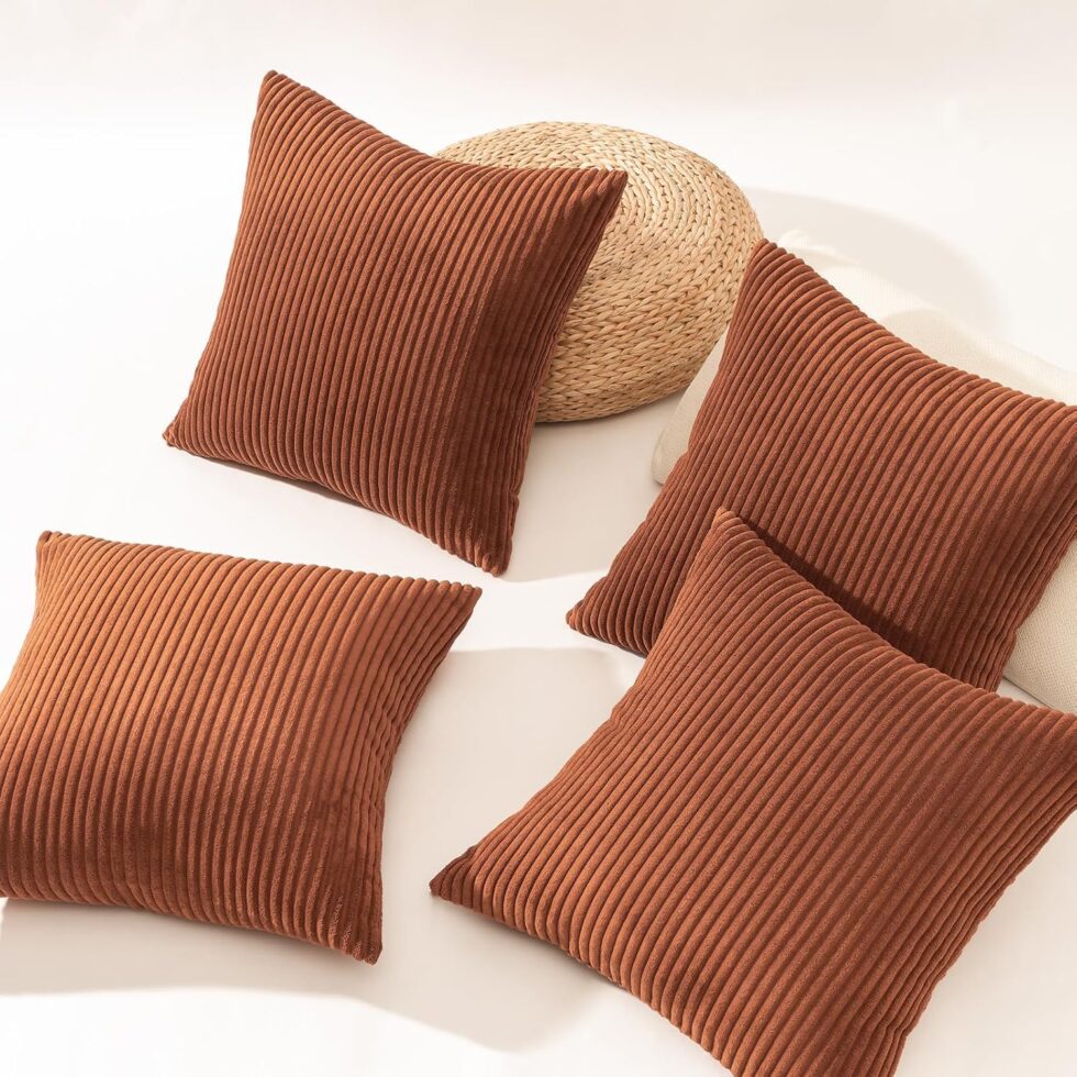 Topfinel Decorative Terracotta Throw Pillow Covers Cushion Cases, Set of 4 Soft Velvet Modern Double-Sided Designs, Rustic Fall Home Decor, Pillow Inserts Not Included 18x18 inch