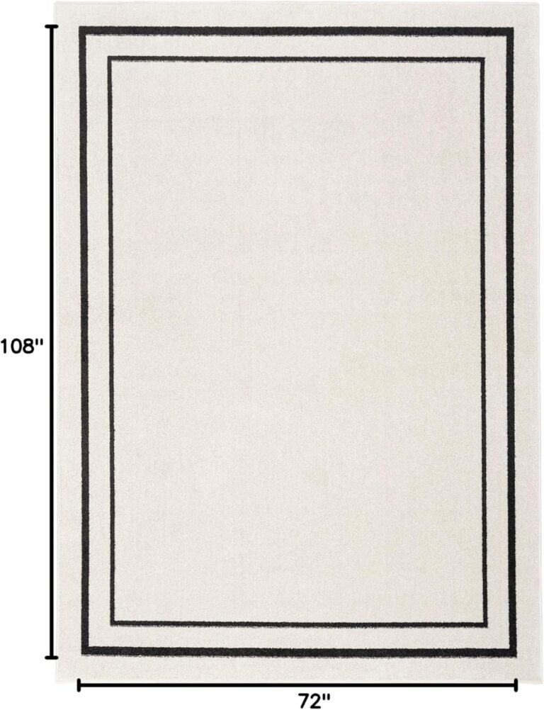 Nourison Home Essentials Indoor/Outdoor Ivory/Black 6' x 9' Area -Rug, Easy -Cleaning, Non Shedding, Bed Room, Living Room, Dining Room, Backyard, Deck, Patio (6x9)