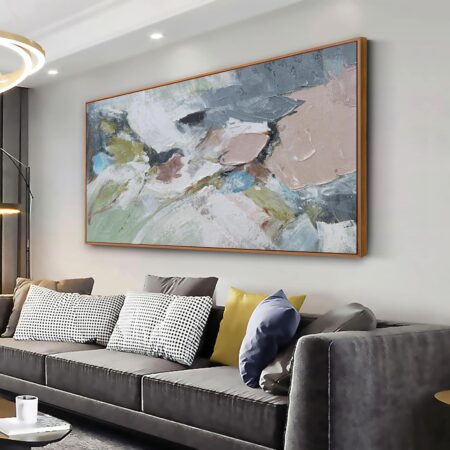 Abstract Wall Art Canvas Pink Green Abstract Wall Decor Paintings 20"x 40" Framed Colorful Modern Artwork for Living Room Bedroom Kitchen