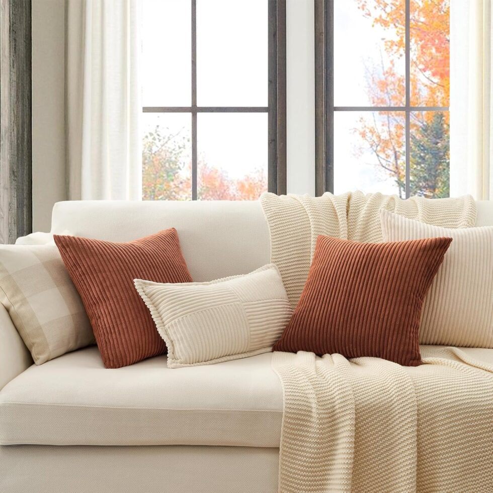 Topfinel Decorative Terracotta Throw Pillow Covers Cushion Cases, Set of 4 Soft Velvet Modern Double-Sided Designs, Rustic Fall Home Decor, Pillow Inserts Not Included 18x18 inch