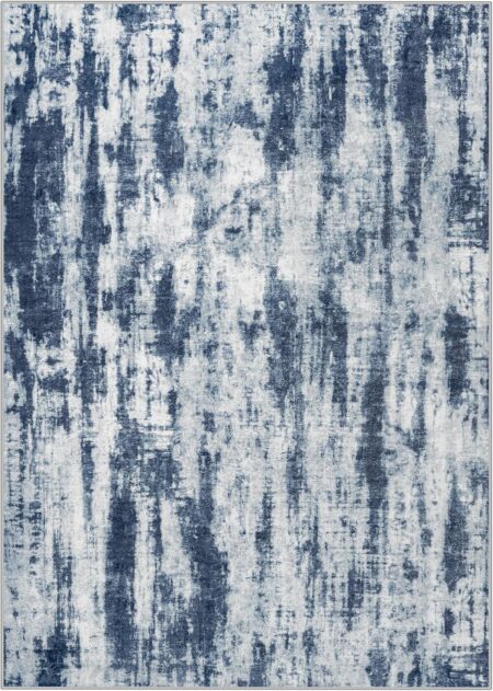 4x6 Area Rugs Washable Rug: Modern Abstract Living Room Rug Soft Anti-Skid Thin Carpet Indoor Floor Non-Shedding Carpets for Bedroom Dining Room Farmhouse Nursery Home Office Blue Grey