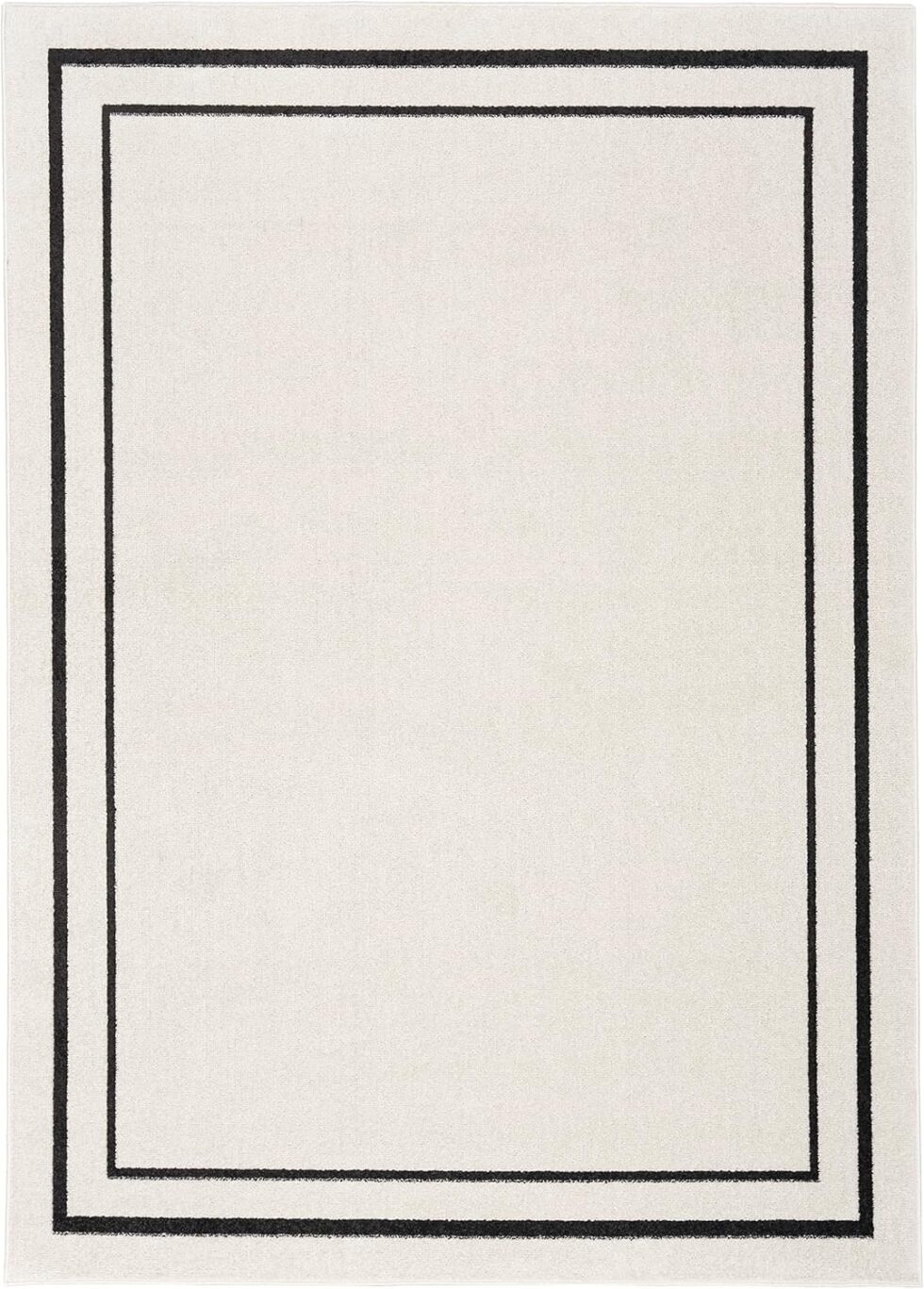 Nourison Home Essentials Indoor/Outdoor Ivory/Black 6' x 9' Area -Rug, Easy -Cleaning, Non Shedding, Bed Room, Living Room, Dining Room, Backyard, Deck, Patio (6x9)